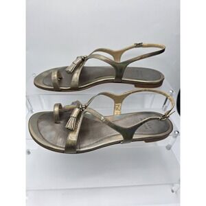 Stuart Weitzman Flapper Holographic sandals Size 8.5 Tassel Metallic Rose Gold